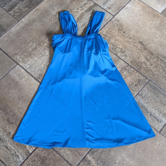 Jewel Toned Vibrant Blue Silky Party Holiday Dress Size S Blue - Picture 6 of 12